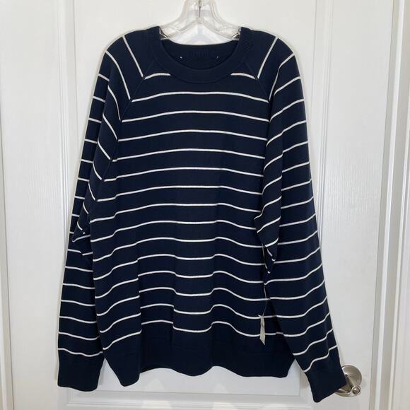 Banana Republic Mens Reversible Sweatshirt Prep Navy Stripe NWT XL Tall - Picture 1 of 7